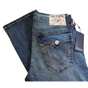 TRUE RELIGION Ricky Relaxed Straight Snap Flap Jean Mens 30/34 (READ) 700644 NWT